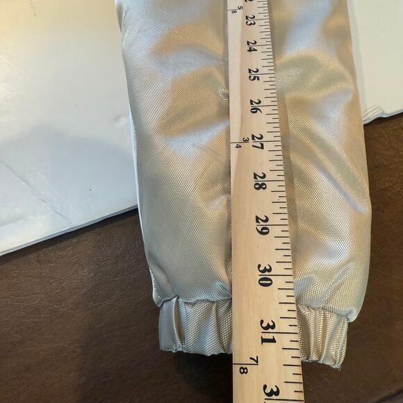 Regent Park Quilted Satin Jacket Women M Gold Beige Faux Fur Collar Winter Coat - Picture 8 of 10